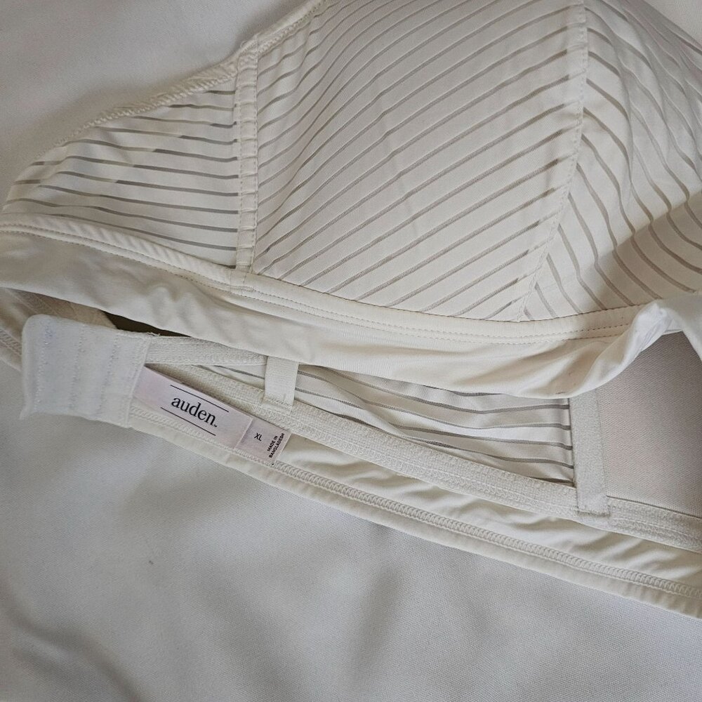 Auden Women's White Sheer Lace Striped Overlay Slightly Lined‎ Bralette Size XL - Picture 8 of 14